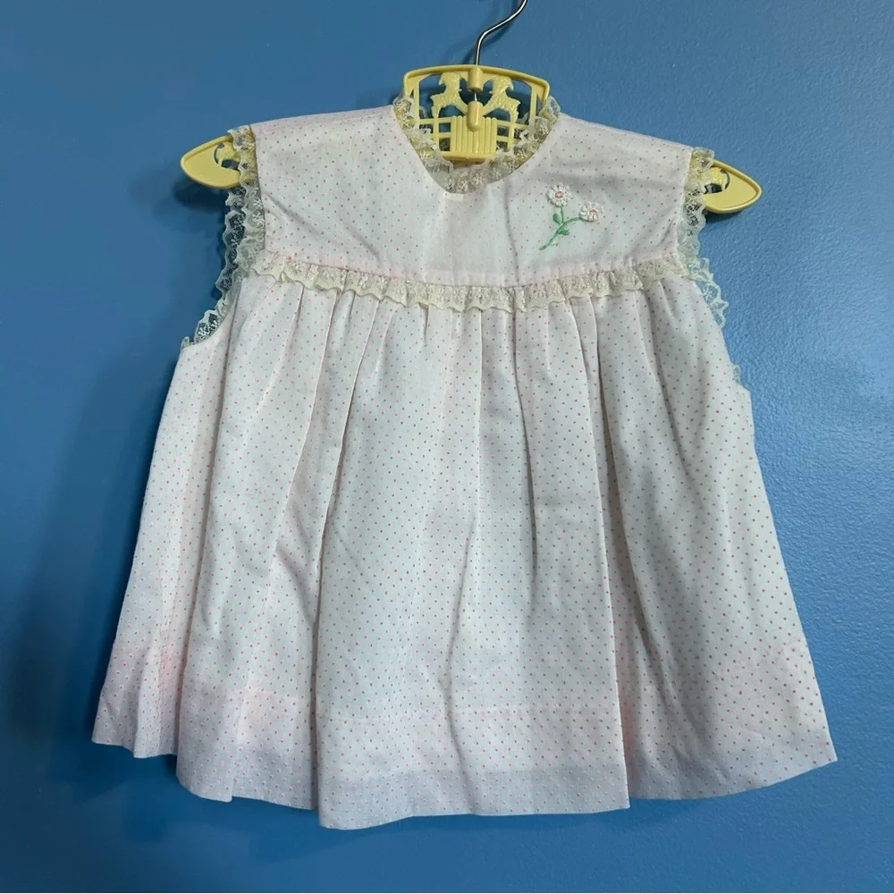 Vintage 70s 80s Tiny Tots Originals 3 piece set pink coat dress bonnet toddler